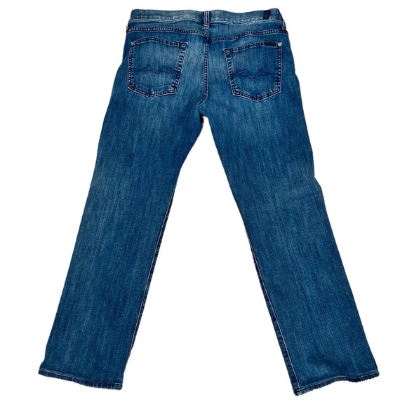 7 FOR ALL MANKIND MEDIUM BLUE SLIMMY LUXE PERFORMANCE JEANS - Picture 4 of 10